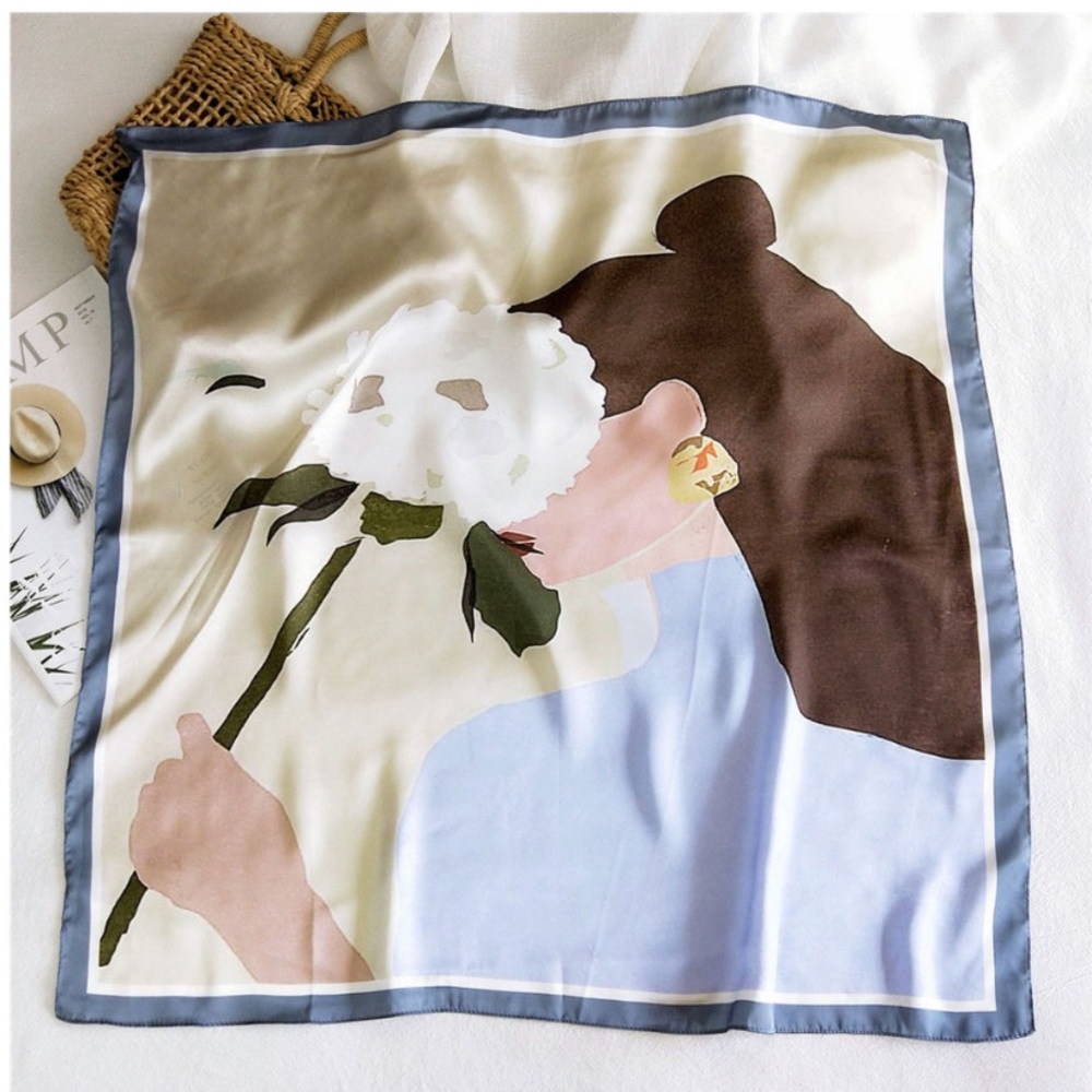 Last One 💕Floral Girl Art Illustration Silk Scarf